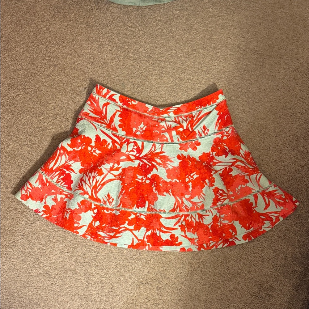 Floral Coral and Light Blue Women's Skirt